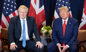 英国首相约翰逊与美国总统特朗普在联合国大会第74届会议间隙举行双边会晤。