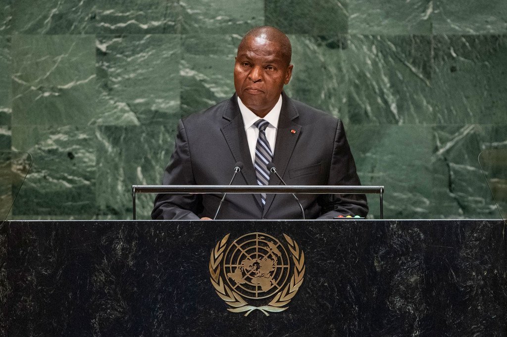 Faustin Archange Touadera, Président de la République centrafricaine, prend la parole lors de la 74ème session du débat général de l'Assemblée générale des Nations Unies. (25 septembre 2019)
