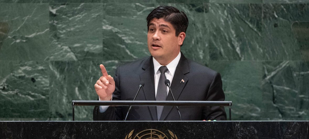El presidente de la República de Costa Rica, Carlos Alvarado Quesada,se dirige a la 74ª sesión del Debate General de la Asamblea General de las Naciones Unidas. (25 de septiembre de 2019)