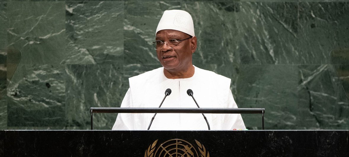 Ibrahim Boubacar Keita discursando na Semana de Alto Nível da Assembleia Geral em 2019