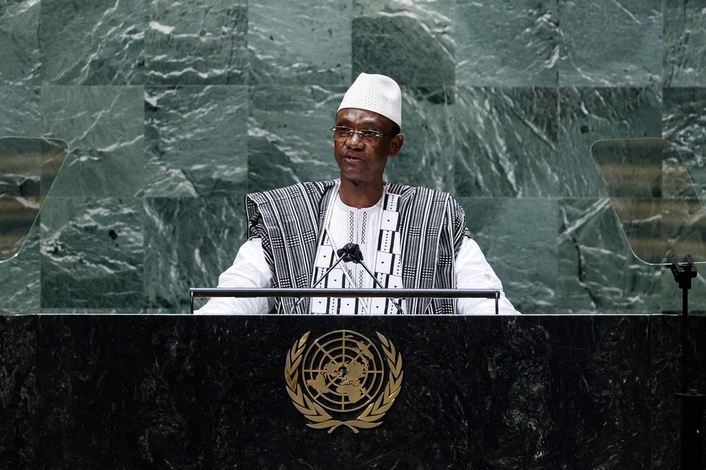 Le Premier ministre de la République du Mali, Choguel Kokalla Maïga, prend la parole lors du débat général de la 76e session de l'Assemblée générale des Nations Unies.