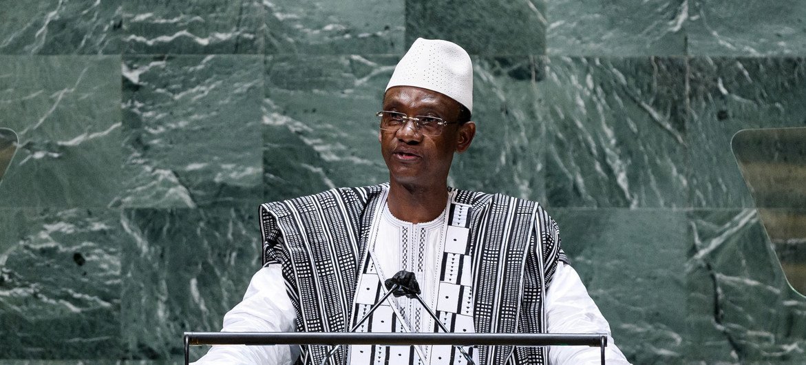 Le Premier ministre de la République du Mali, Choguel Kokalla Maïga, prend la parole lors du débat général de la 76e session de l'Assemblée générale des Nations Unies.