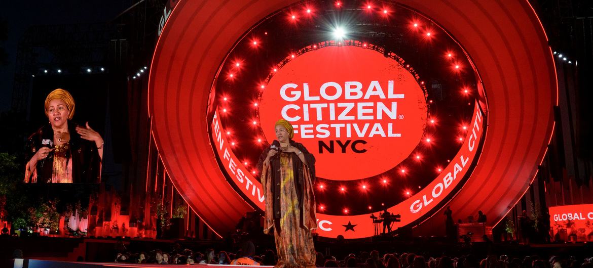 Deputy Secretary-General Amina Mohammed attends the 2022 Global Citizen Festival in New York's Central Park. The festival is an annual music event where fans take actions toward ending extreme poverty in order to earn free tickets.