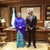 The UN Deputy Secretary-General Amina Mohammed  (left) meets the Prime Minister of Somalia, Hassan Ali Khayre in Mogadishu.