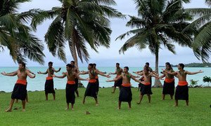 A group of men in Samoa take part in activities to mark the International Day for the Elimination of Violence Against Women.