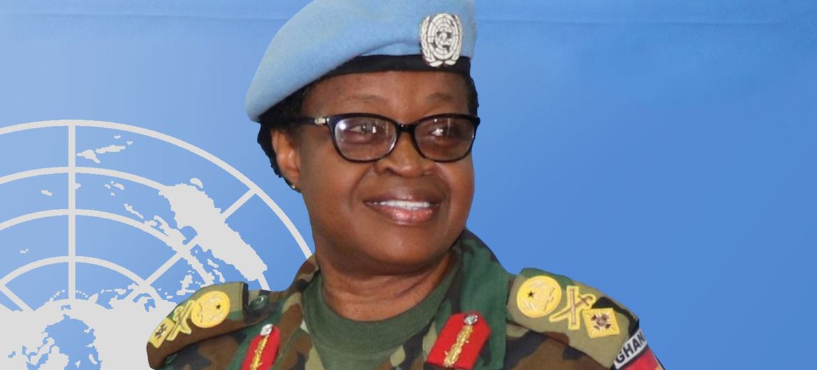 घाना की ब्रिगेडियर जनरल इमेफ़ा ऐडजीनी-अफ़ेनू, जिन्होंने संयुक्त राष्ट्र के विभिन्न शान्तिरक्षा मिशनों में काम किया.