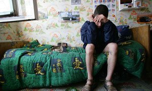 A 19 year-old boy sits on his bed at a shelter for children who live or work on the streets, in Odessa, Ukraine. He is a drug user and HIV-positive, but does not have access to antiretroviral medications. A 19 year-old boy sits on his bed at a shelter for children who live or work on the streets, in Odessa, Ukraine. He is a drug user and HIV-positive, but does not have access to antiretroviral medications.