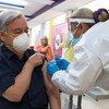 The UN Secretary-General António Guterres receives his second COVID-19 vaccine dose in New York.