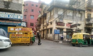 The police presence has been stepped up in old Delhi, India after the  government announced a nationwide lockdown for 21 days to stem the spread of COVID-19.