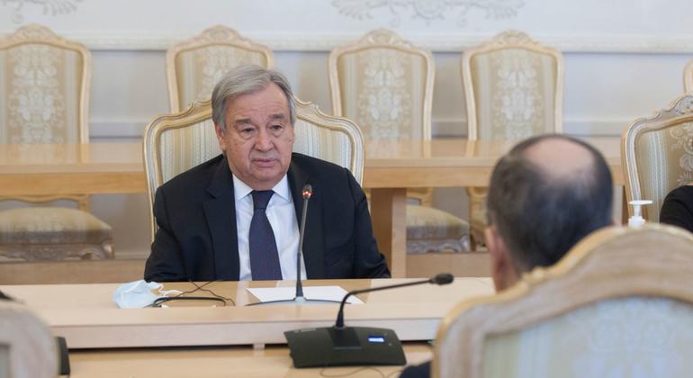 UN Secretary-General António Guterres meets the Russian Foreign Minister Sergey Lavrov  in the Russian capital, Moscow.