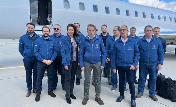 IAEA Director General Rafael Grossi (centre) leaves with a team of safety, security and safeguards experts on a mission to the Chernobyl nuclear power plant in Ukraine.