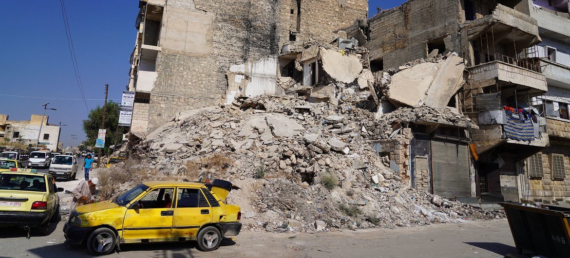 The conflict in Syria has caused widespread destruction in Aleppo, Syria.