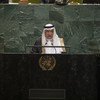 وزير الخارجية السعودي، إبراهيم بن عبدالعزيز العساف مخاطبا مداولات الدجمعية العامة للامم المتحدة في دورتها الرابعة والسبعين، 26 سبتمبر 2019.