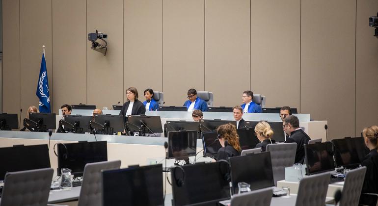 The Judges of Trial Chamber VI at the opening of the Mahamat Said Abdel Kani trial case at the International Criminal Court in The Hague (Netherlands).