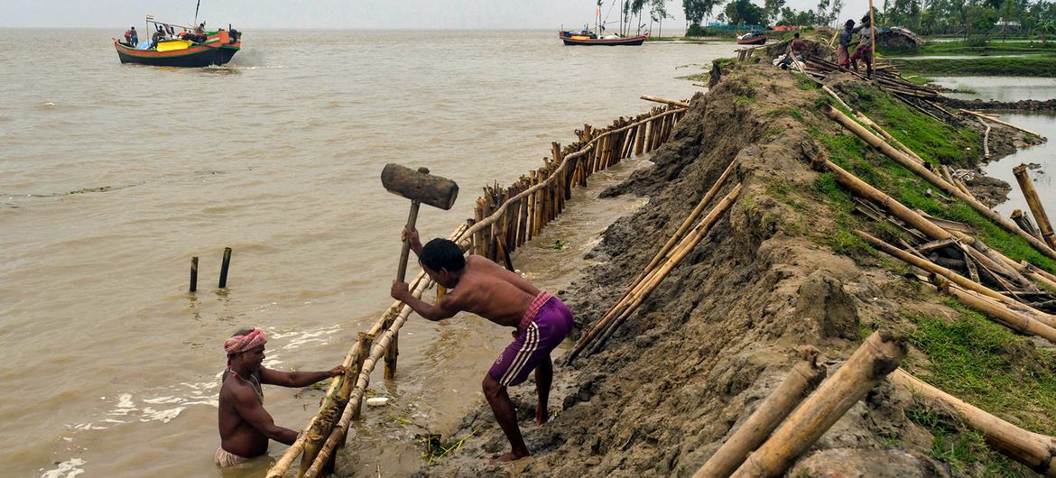 Coastal protection measures are being undertaken in India due to rising sea levels.