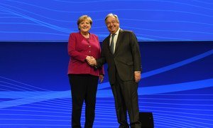 SG with chancellor Angela Merkel during the internet governance forum in Berlin, 26 November 2019.