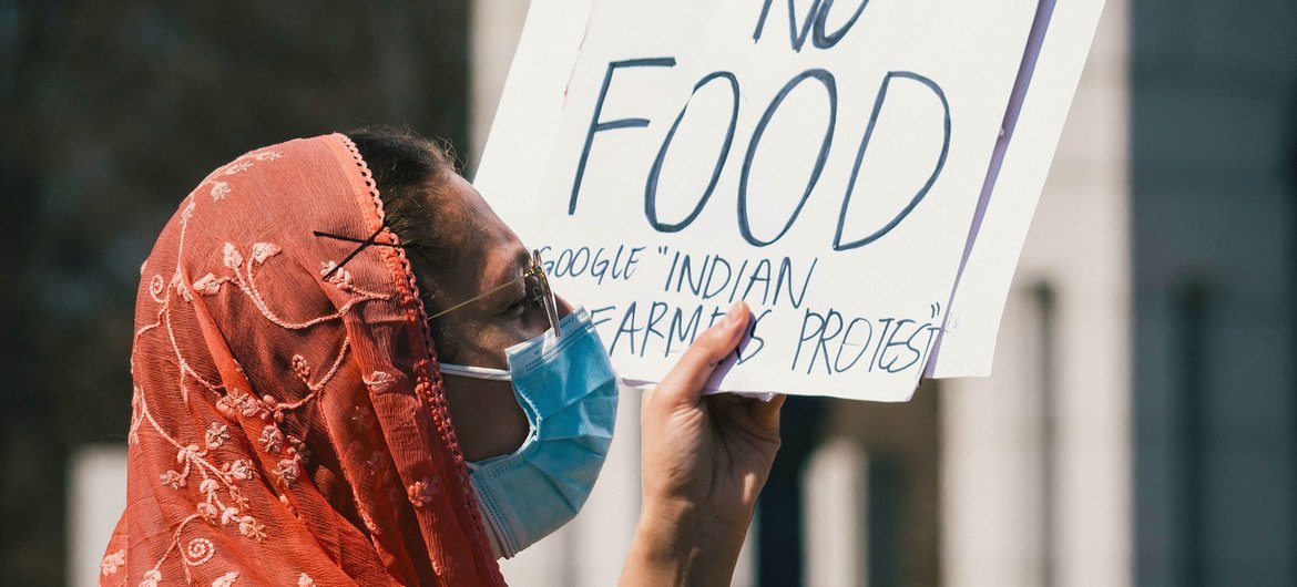 A woman protests against India’s controversial farm laws in Washington, D.C., USA. (file)
