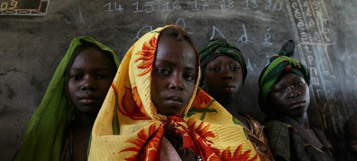 Young girls in Central African Republic. Youth represents 70% of the population in CAR