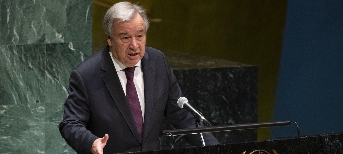 Secretário-geral da ONU, António Guterres, discursa na Assembleia Geral