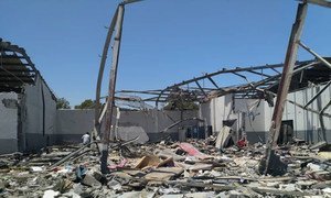 The aftermath of the devastating airstrike on the Tajoura Detention Centre, in the suburbs of the Libyan capital, Tripoli, on 2 July.