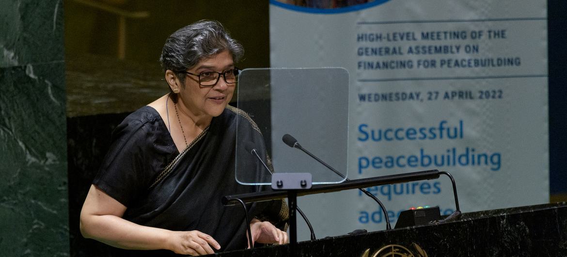 Bangladesh Ambassador Rabab Fatima speaks at the General Assembly high-level meeting on peacebuilding funding.