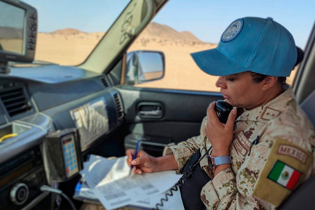 La teniente coronel Josefina Patlán Rodarte lleva 30 años de servicio con las fuerzas Armadas Mexicanas. Es casco azul y ya lleva casi siete meses en la Misión de Naciones Unidas para el Sahara Occidental (MINURSO).