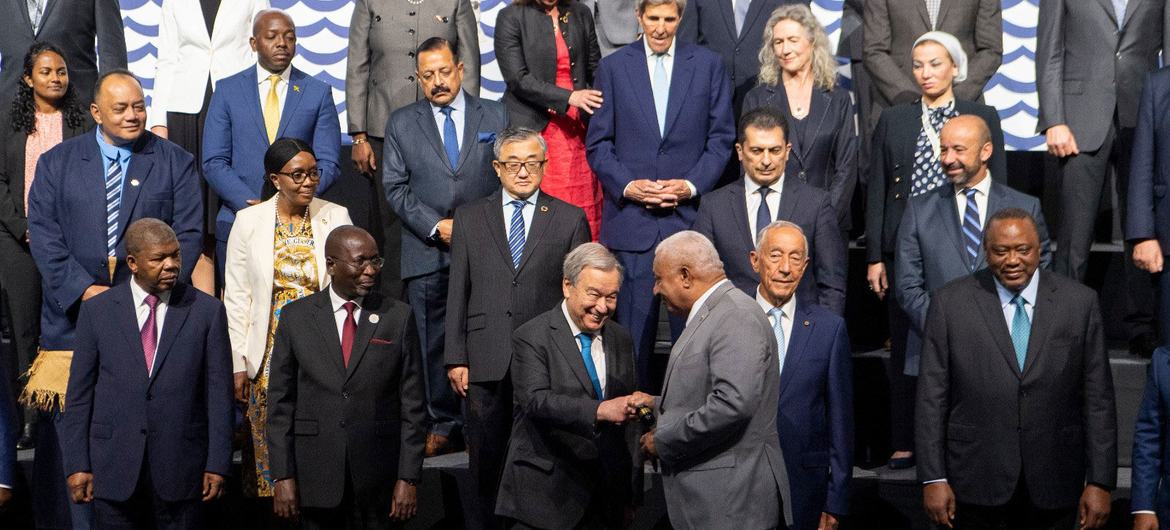 A cerimônia de abertura da Conferência dos Oceanos da ONU 2022 em Lisboa, Portugal