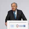 联合国秘书长安东尼奥·古特雷斯在葡萄牙里斯本举行的2022年联合国海洋大会开幕式上致开幕词。