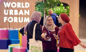 Des participantes au Forum urbain mondial qui se déroule à Katowice, en Pologne.