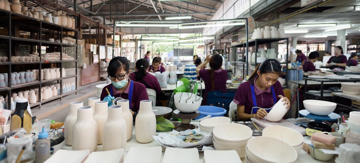 Women migrant workers in a ceramics factory in Chiang Mai, northern Thailand.