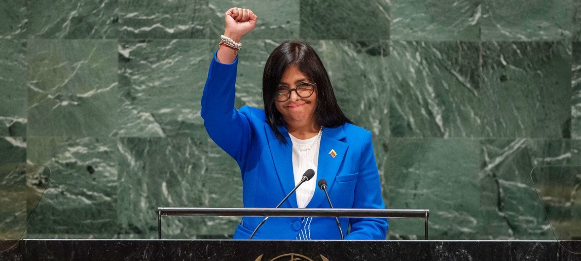 Delcy Rodriguez Gomez, Vice-President of the Bolivarian Republic of Venezuela, addresses the 74th session of the United Nations General Assembly’s General Debate. (27 September 2019)