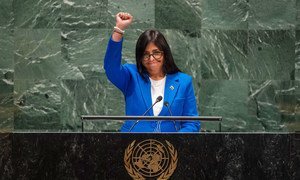 Delcy Rodriguez Gomez, Vice-President of the Bolivarian Republic of Venezuela, addresses the 74th session of the United Nations General Assembly’s General Debate. (27 September 2019)