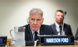 Harrison Ford, ator e ativista ambiental, participa do evento Alliance for Rainforests, reunião que aconteceu durante o Encontro de Cúpula de Ação Climática.