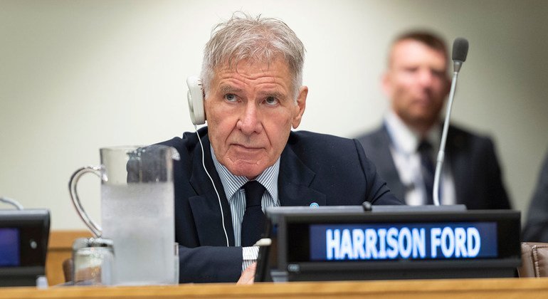 Harrison Ford, acteur et militant écologiste, assiste à l'événement Alliance pour les forêts pluviales. L'événement s'est déroulé en marge du Sommet Action Climat (23 septembre 2019).