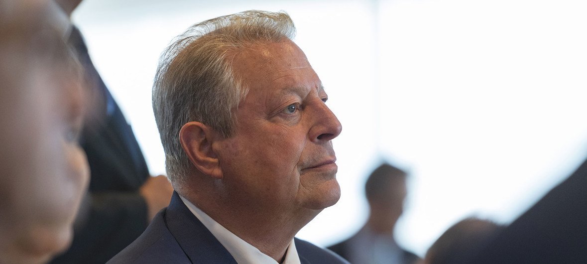 Al Gore, ancien Vice-président des États-Unis et écologiste, assiste au Forum du secteur privé des Nations Unies (23 septembre 2019).