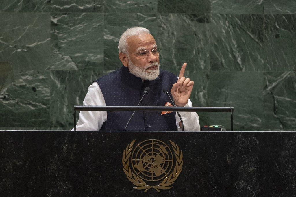 यूएन महासभा को संबोधित करते हुए प्रधानमंत्री नरेंद्र मोदी.