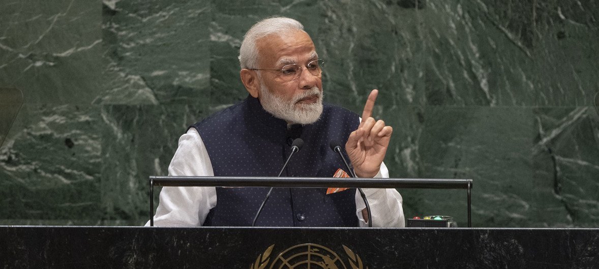Narendra Modi, Prime Minister of India, addresses the general debate of the 74th session of the General Assembly.
