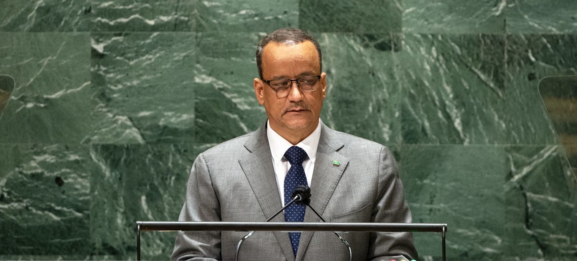 إسماعيل ولد الشيخ أحمد، وزير الشؤون الخارجية والتعاون الدولي في جمهورية موريتانيا الإسلامية يقدم خطاب بلاده في النقاش العام للدورة السادسة والسبعين للجمعية العامة.