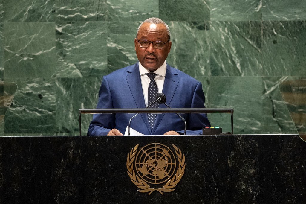Foreign Minister Hassoumi Massoudou of Niger addresses the general debate of the UN General Assembly’s 76th session.