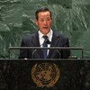 朝鲜常驻联合国代表金星在联合国大会第76届会议上发表讲话。