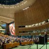 联合国秘书长古特雷斯在联大发表致辞。（资料图片）