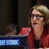 ECOSOC President Mona Juul briefs members of the Economic and Social Council.