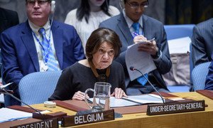 Rosemary DiCarlo, Secrétaire générale adjointe de l'ONU aux affaires politiques, informe les membres du Conseil de sécurité de l'ONU sur la situation en Syrie.