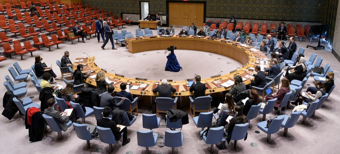 A wide view of the Security Council meeting on the situations in the Sudan and South Sudan, in New York.