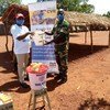Handwashing station in Bria, CAR. Part of a CVR programme run by MINUSCA