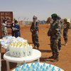 MINUSMA personnel distribute COVID-19 prevention kits in Gao, Mali.