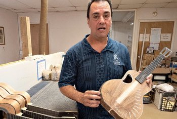 Joe Souza, a master craftsman of the Hawaiian ukulele, has been making the iconic Pacific island instrument for over 20 years.