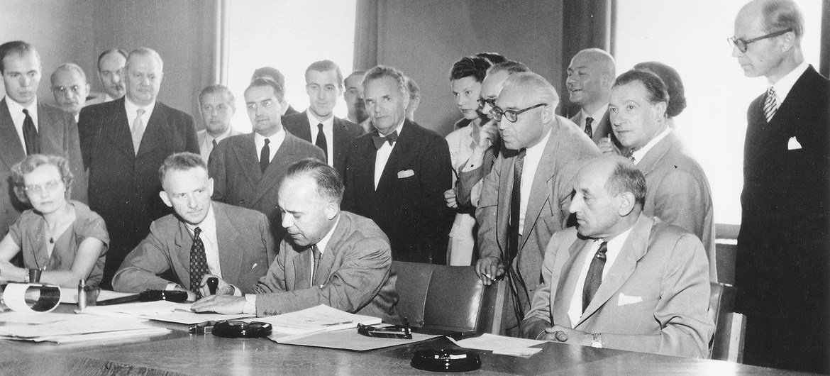 The 1951 Refugee Convention is signed in Geneva, Switzerland on August 1, 1951.