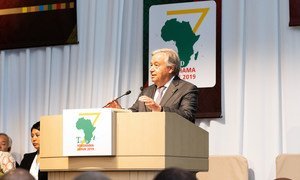 The UN Secretary-General António Guterres addresses the 7th Tokyo International Conference on African Development in Yokohama, Japan, on 28 August 2019.