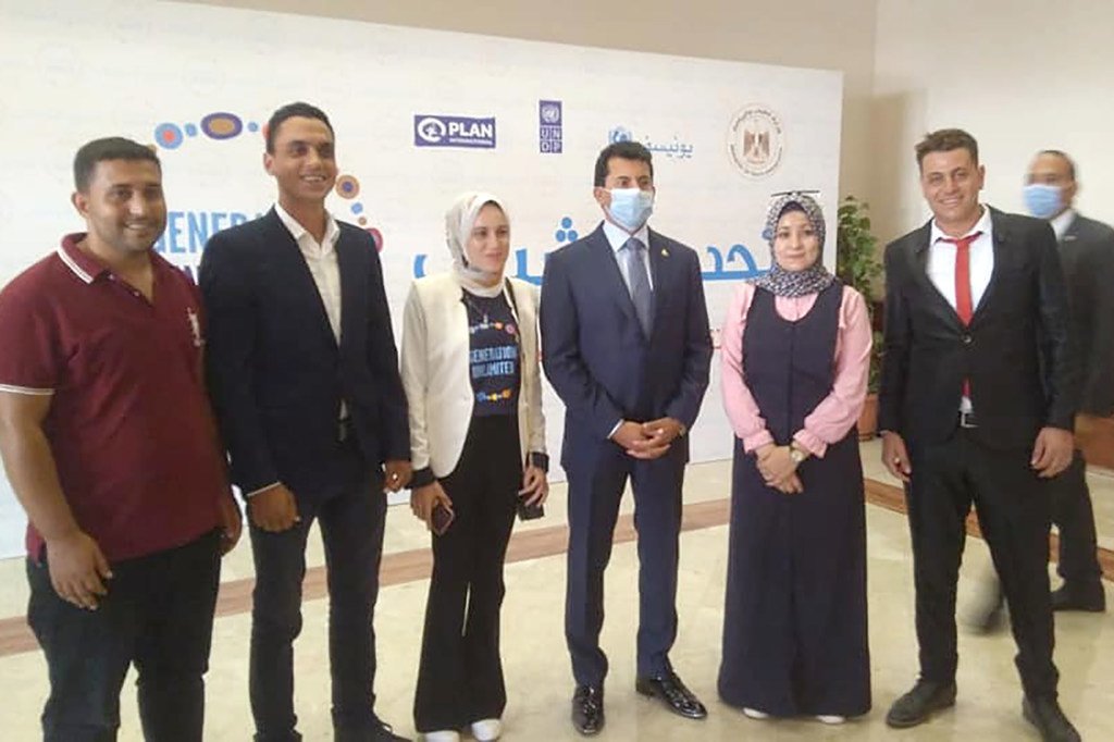 تكريم الفائزين في مبادرة "تحدي الشباب 2020" في مصر التي تمت برعاية برنامج الأمم المتحدة الإنمائي ومنظمة اليونيسف
